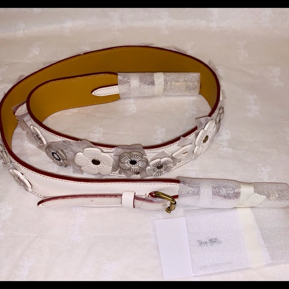 Coach Tea Rose Novelty Bag Strap White New - Picture 3 of 6